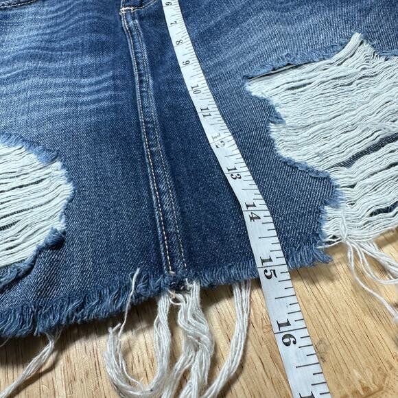 L'agence NWT Jolene Distressed Mini Skirt Newberry Blue Size 24 100% Cotton - Picture 8 of 8